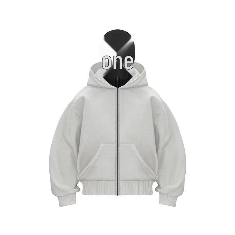 Unisex Fleece-Lined Double Hood Cardigan - Autumn/Winter Fashion