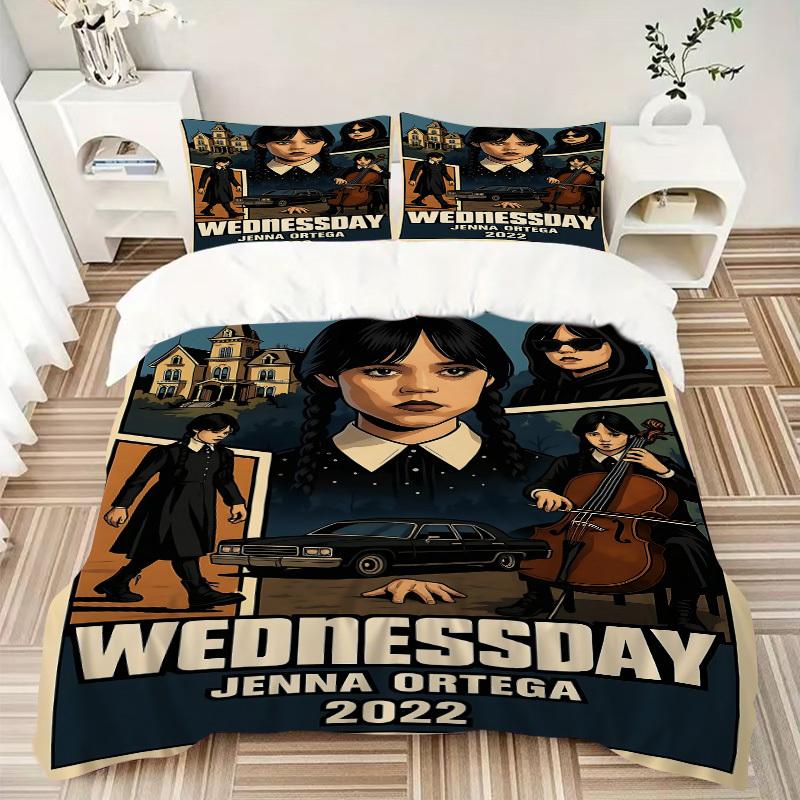 3-teiliges Wednesday Addams Bettwäsche-Set, 1 Bettbezug + 2 Kissenbezüge (Kein Einsatz), Hochauflösender Druck, Set für Zuhause & Wohnheim yy251208065