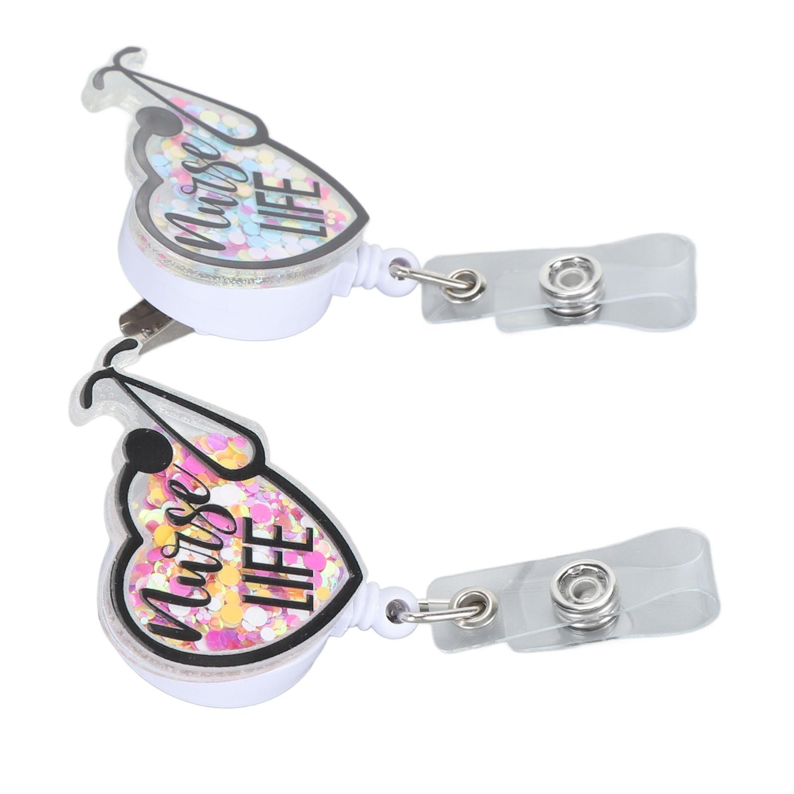 

2Pcs Retractable Nurse Badge Reel Cute Funny Lightweight Durable Acrylic Nurse ID Badge Reel Holder