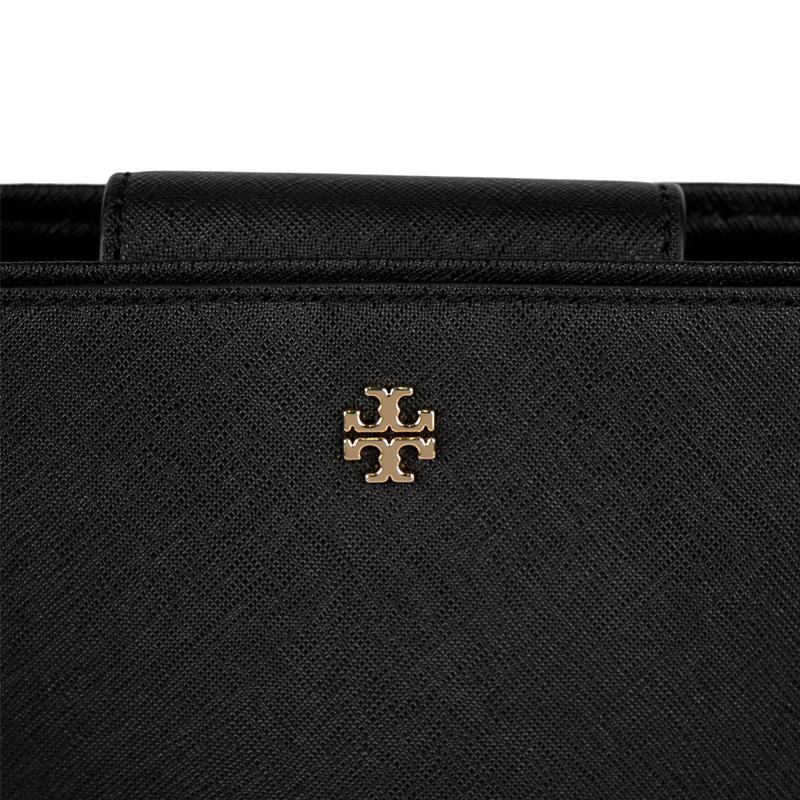 Tory Burch Emerson Logo Magnetic Closure Leather Bucket Bag Women Handbags Black 147938-001