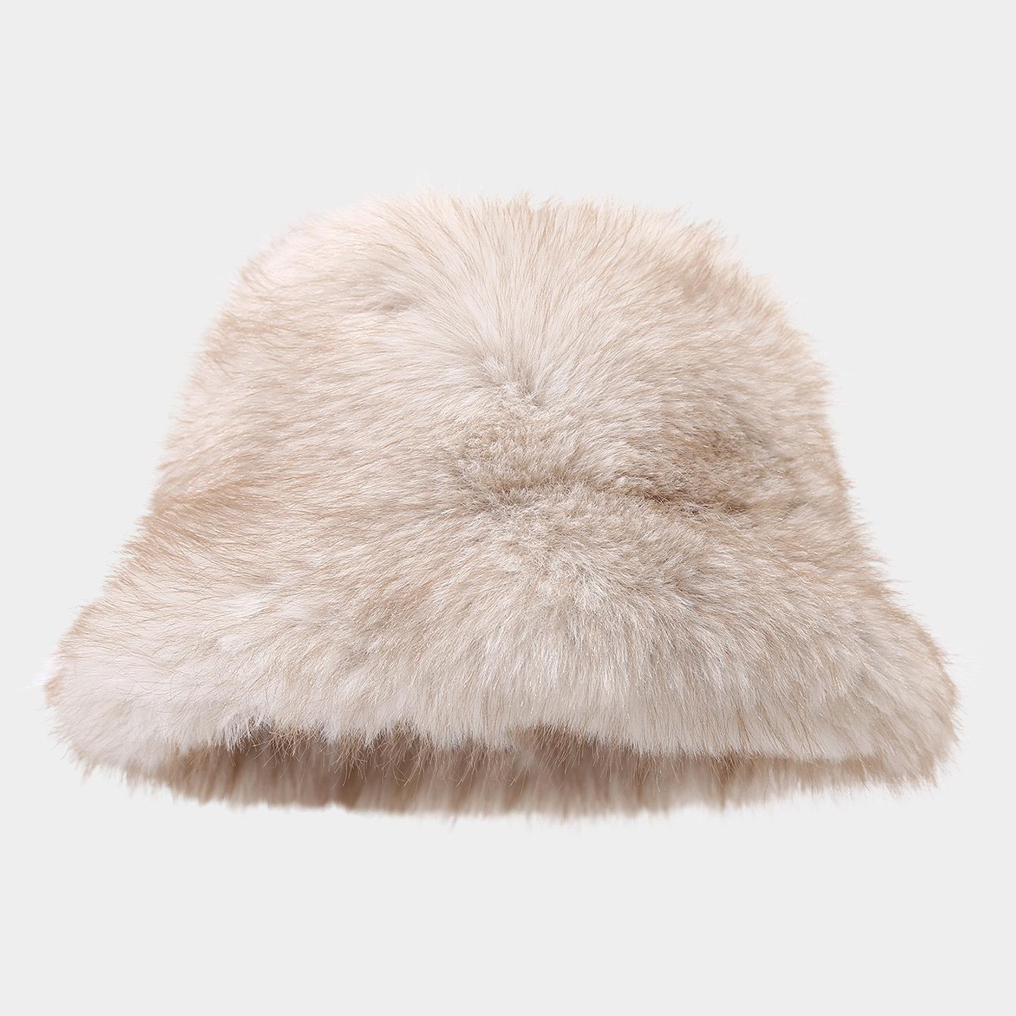 New Style Autumn and Winter Two-Tone Long Plush Bucket Hat - Women s Trendy Fluffy Outdoor Warm Fisherman Hat