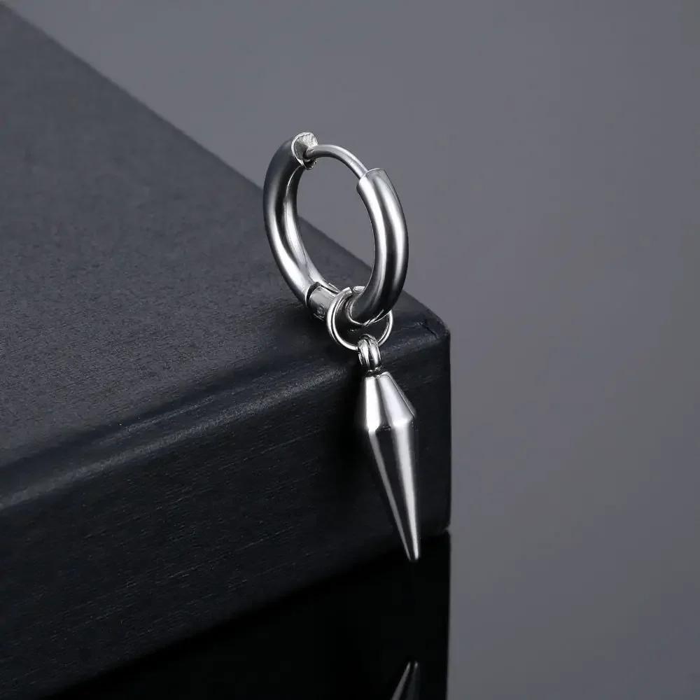 Wannee 2pcs Cross Feather Stud Earrings Punk Rock Style Stainless Steel Hiphop Jewelry For Women Men