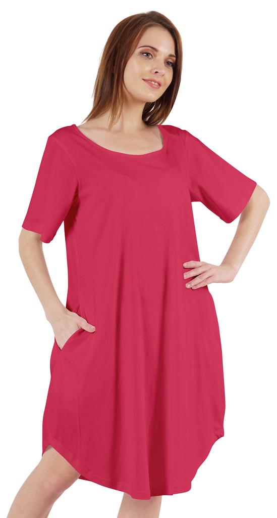Inkmeso Noční košile pro ženy s krátkým rukávem W Noční košile s kulatým výstřihem Jersey tunika