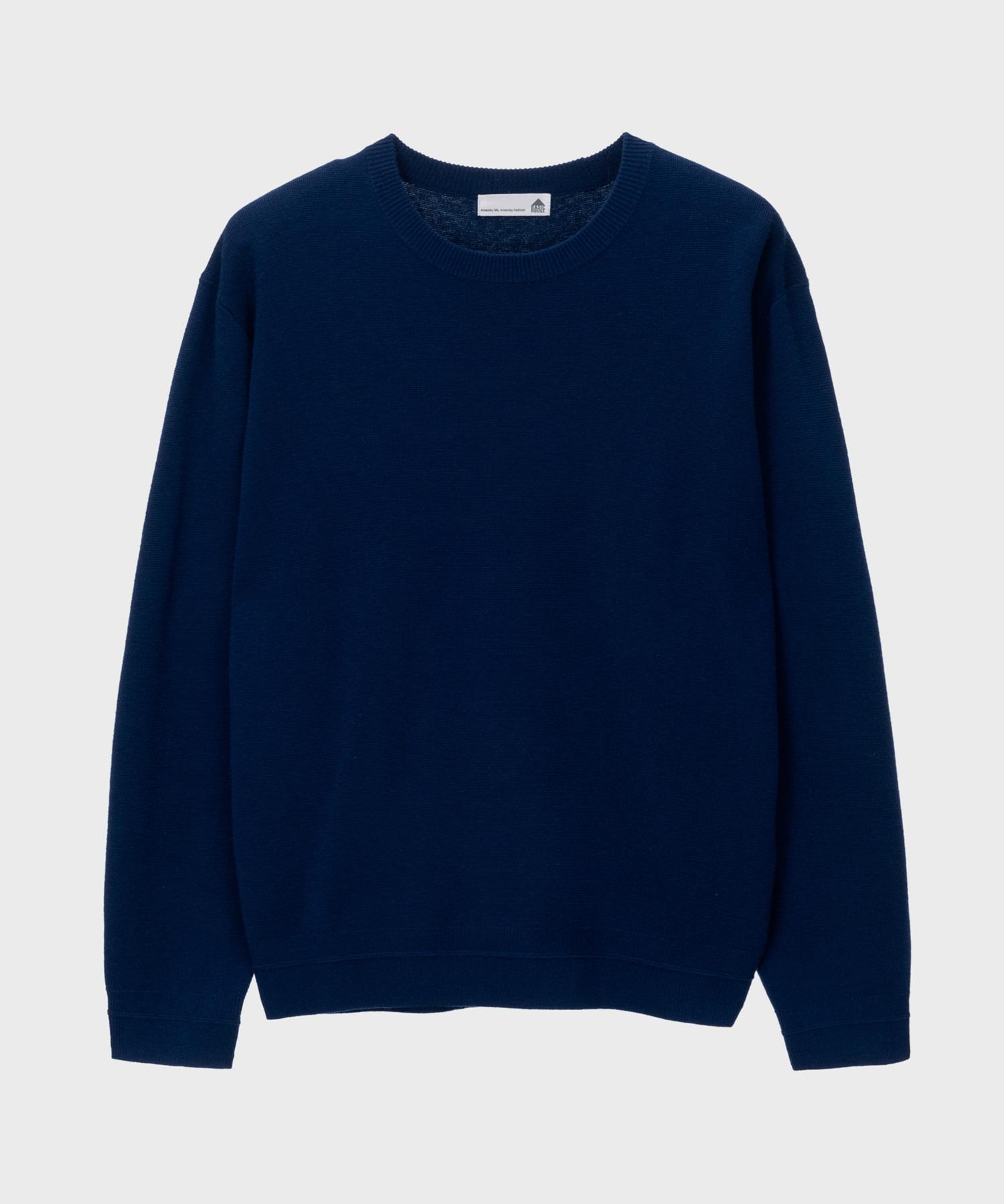 Basic House Uni Daily Round Neck Knit Navy Lwkt7101 Na/095