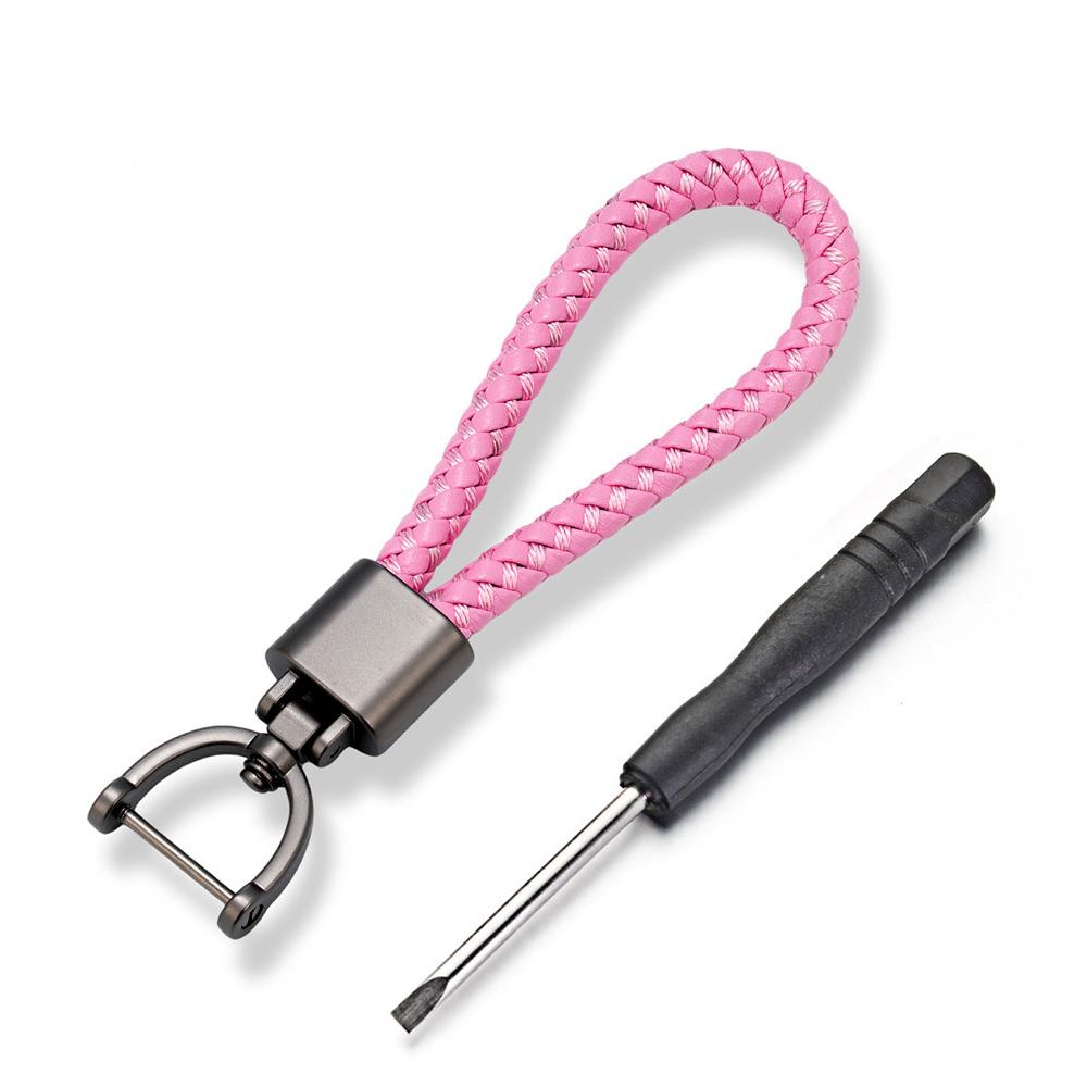

MKENDN Luxury Leather Men Women Keychain Black Clasp Creative Rotatable Horseshoe Buckle Keyring Holder Car Key Chain Gifts