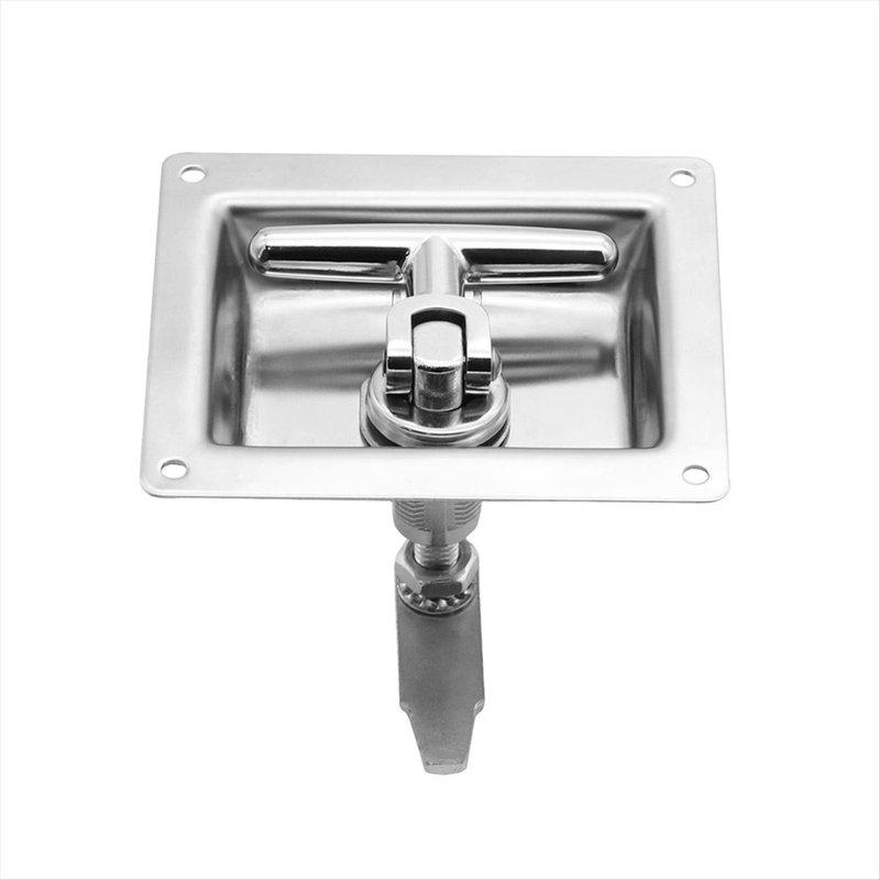 DT08 For RV Stainless Steel Panel Lock T-Shaped Folding Handle Door Lock Square Tool Lock Embedded Lock RV Accessories