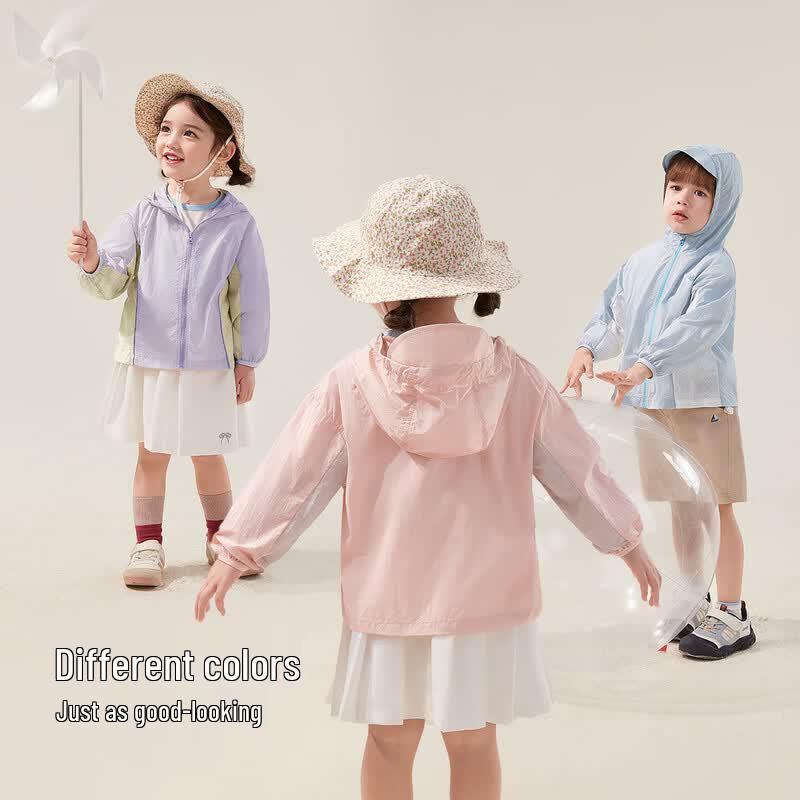 JELLYBABY Color Block UPF50+ Sun Protection Hooded Jacket