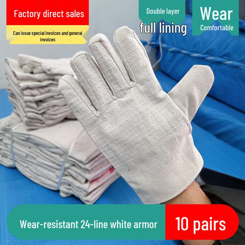 Heavy-Duty Anti-Slip Canvas Work Gloves – Durable, Double-Layer Protection for Construction and Welding