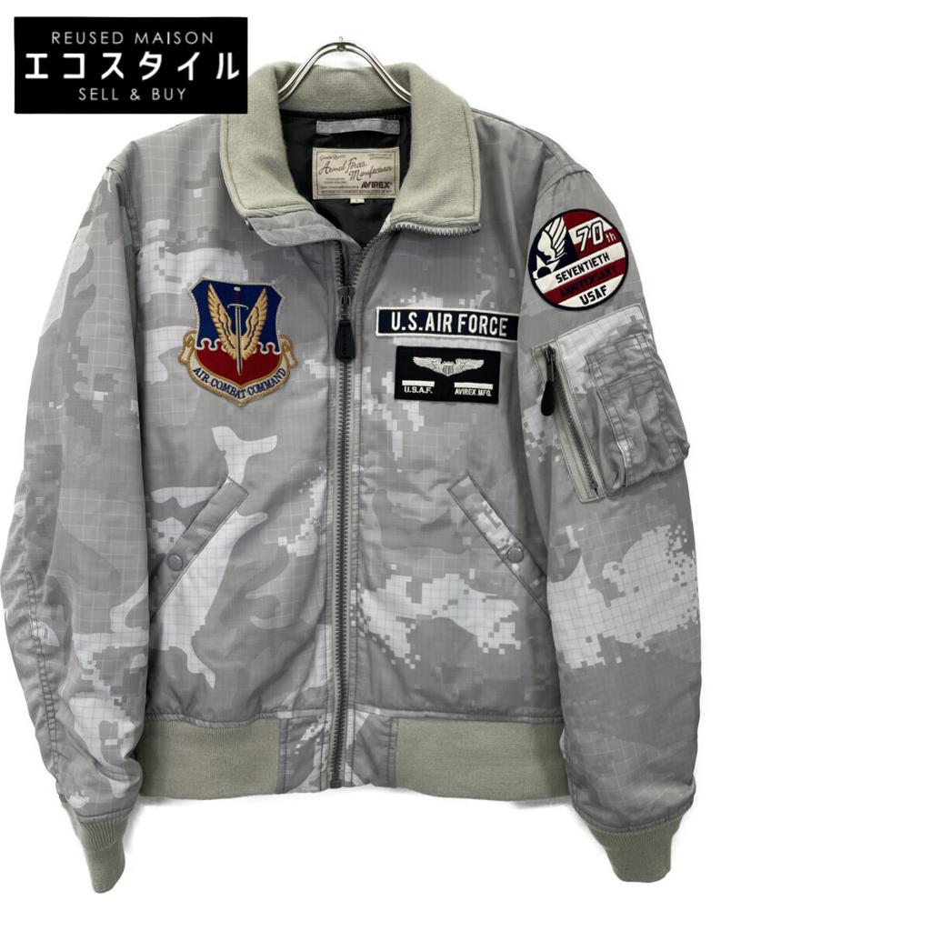 AVIREX Gray USAF 70th Anniversary MA-1 Flight Jacket Jacket L grayUsed