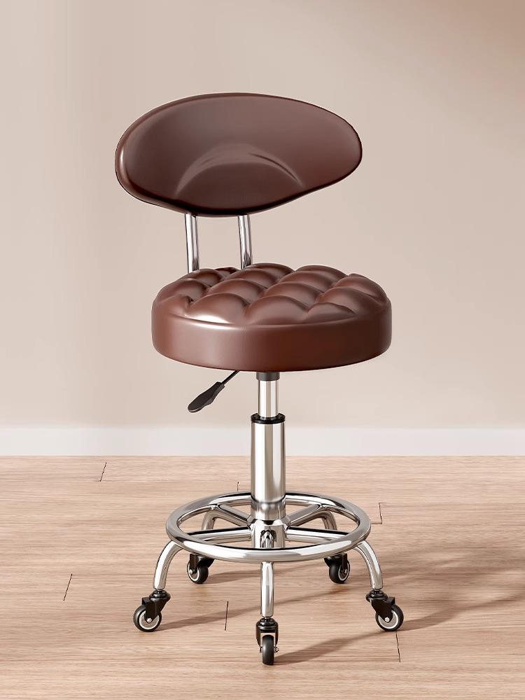 Modern Minimalist Beauty Stool, Adjustable Mobile Hairdressing Chair, Comfortable Cushioned Backrest Seat, Salon Barber Stool