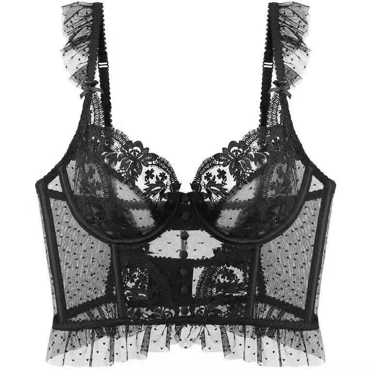 Lace French Thin Suspender Vest Fishbone Bust Sexy Suit