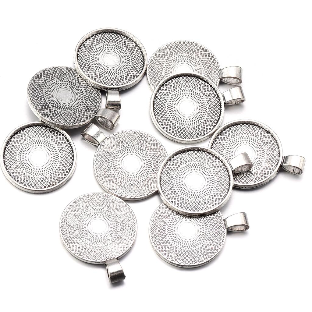 10pcs/lot Retro Style Blank Cabochon Base Trays Round Alloy Base Settings For DIY Jewelry Making Earring Necklace Accessories