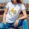 Cat Girl Themed Inspirational Print for Summer Relaxing Days Short Sleeve T Shirt for Women with a Whimsical Style
