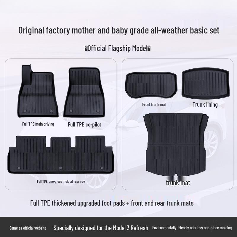 Tesla Model Y & 3 Custom TPE Floor Mats - Full Surround Car Carpets