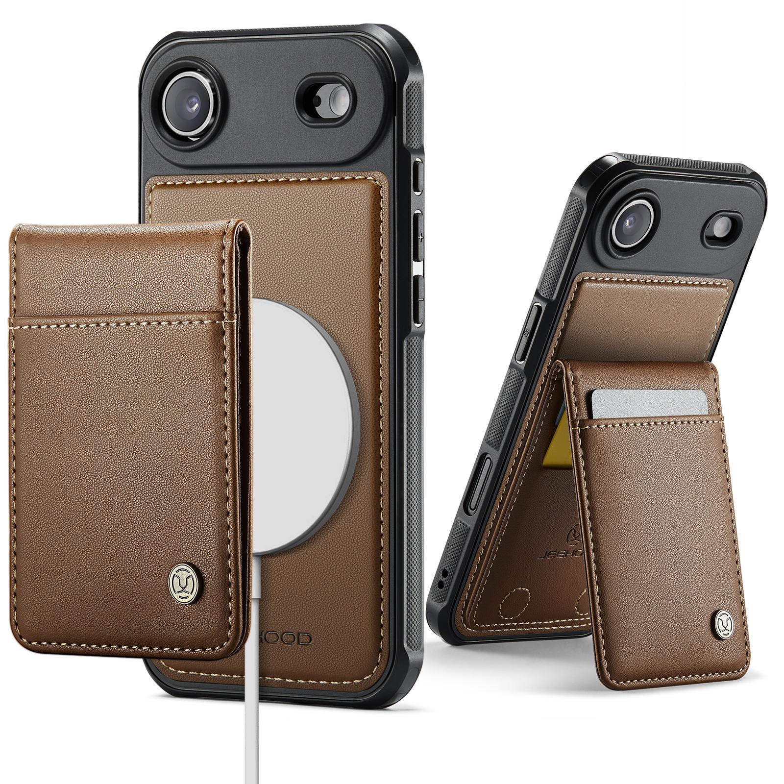 

2 in 1 Detachable Magnetic Card Bag Wallet Leather Case For iPhone 17 Pro Max 16 Plus 15 14 13 12 11 For Magsafe Kickstand Cover iPhone 15 Pro Max світло-коричневого кольору
