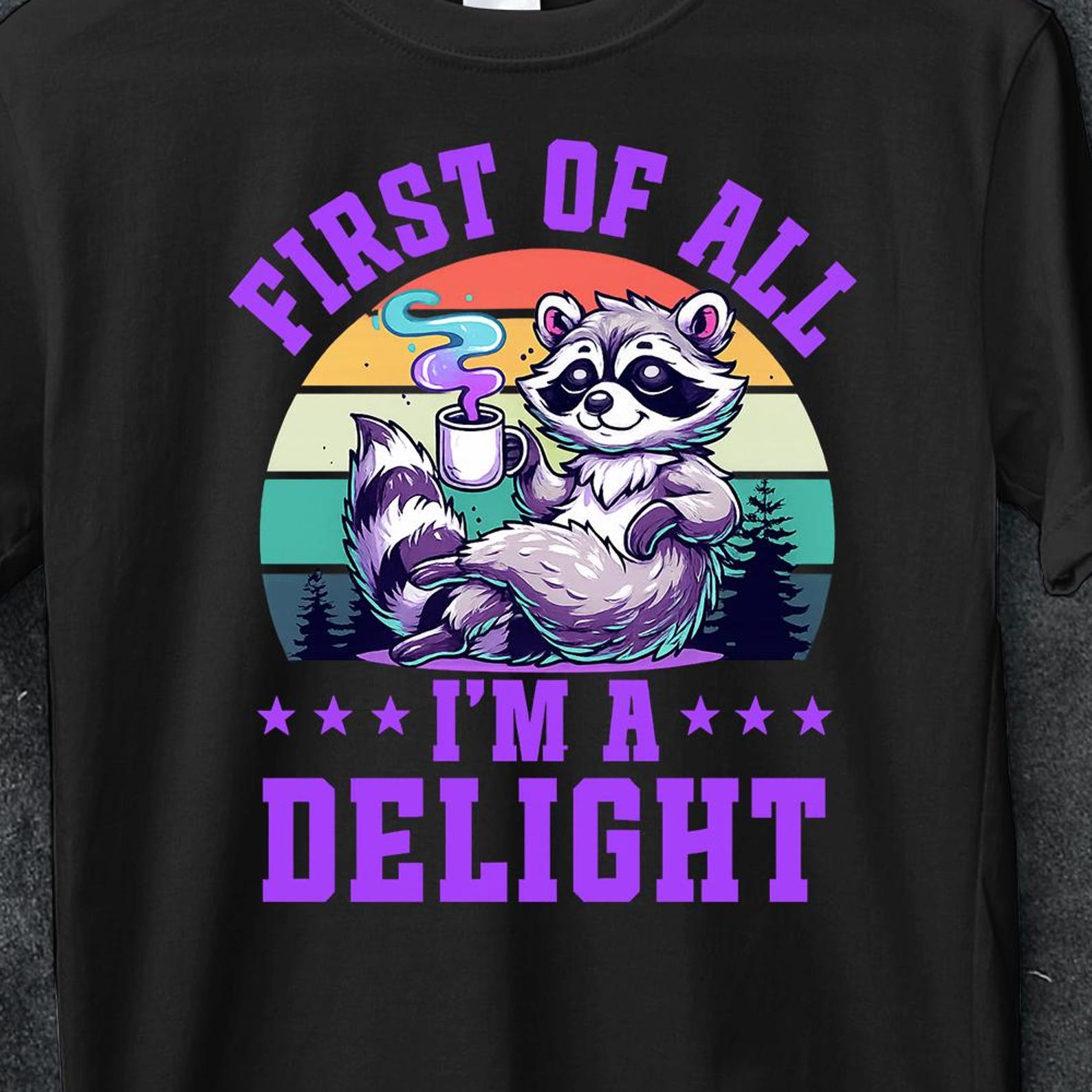 All I m A Delight T-shirts, Raccoon Lover Gift,Funny Raccon Shirt,Crazy Raccoon Shirt,Raccoon write Tee,Raccon Lover,First of all Raccon tee 2XL