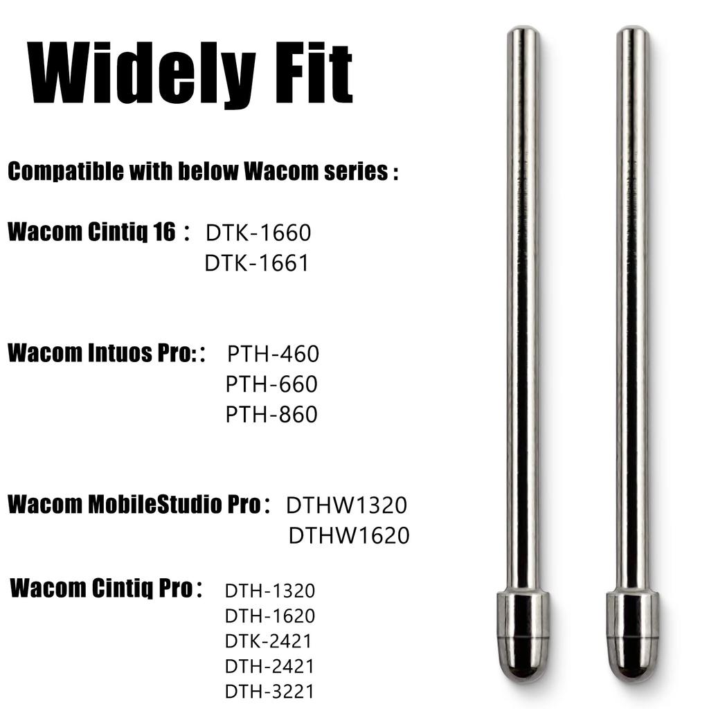Two Titanium Alloy Fine-point Nibs for Wacom Pro Pen 2, Wear-resistant, Stainless Steel Replacement Nibs for Wacom Cintiq 16 DTK1660, Intuos Pro