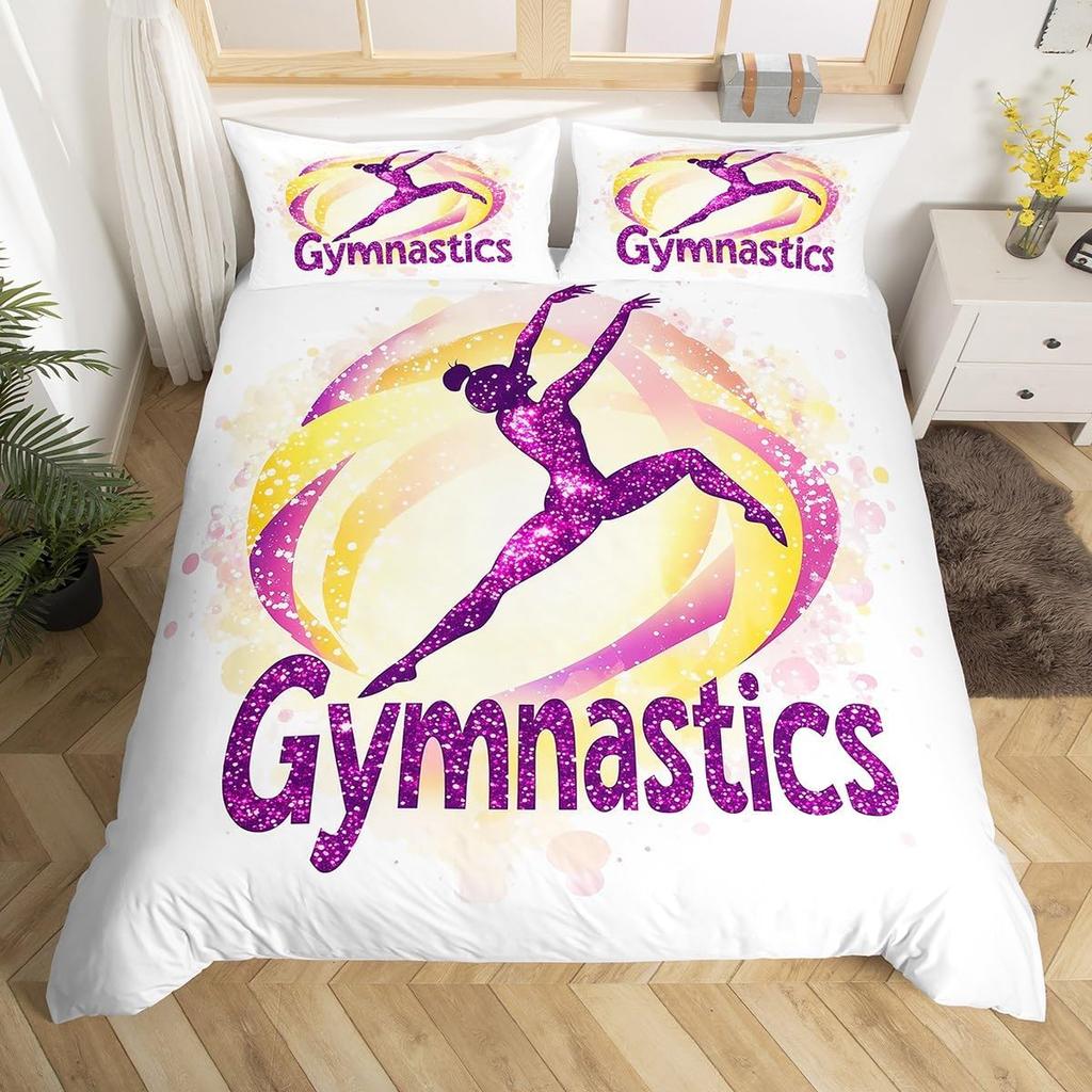 Comforter Gymnastics Gymnast Gifts Twin For Girls Teens Womengymnastics Lover Comforter Dancer Silhouette Bedding Set
