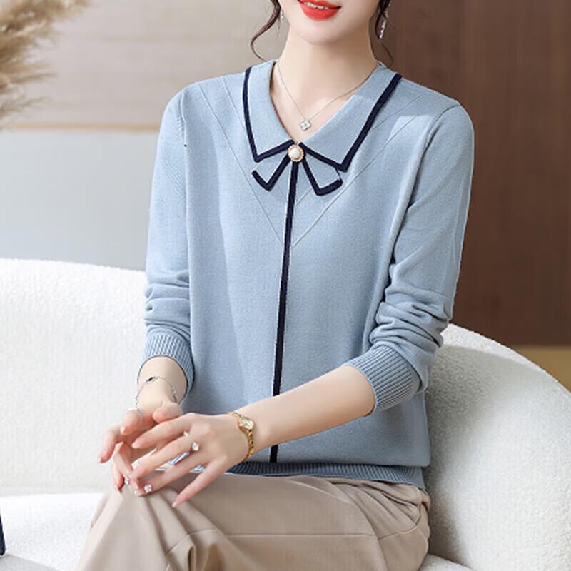 

XUEXI Mid-Aged Women s 2024 Winter Lapel Knit Top XL
