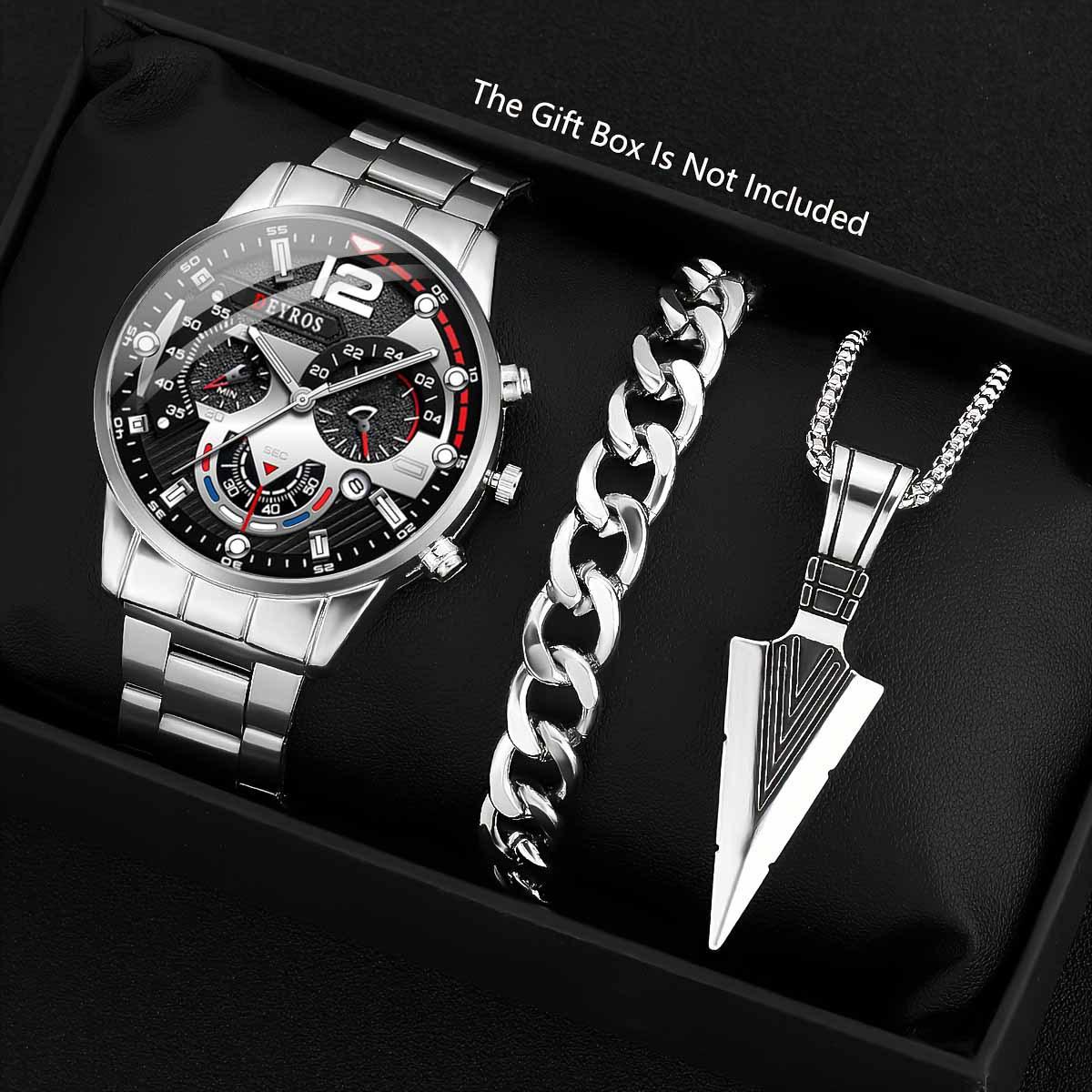 

Watch Three-Piece Men S Accessories Watch Ring Necklace Bracelet Men S Quartz Watch