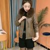 Women Artificial Leather Plus Velvet Padded Coat Winter Female Detachable Fur Collar Western Fashion Warm Jacket Artificial Leather Overwear