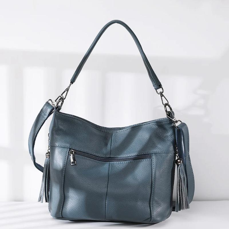Head Layer Cow Leather Women's Genuine Leather Shoulder Bag, Ladies' Large Capacity Handbag, Underarm High Quality Casual Tote