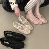 Zapatos Mary Jane de Encaje de Primavera para Mujer Moda Slip On Comodidad Estilo Urbano Suela Blanda Zapatos Planos de Vestir para Mujer