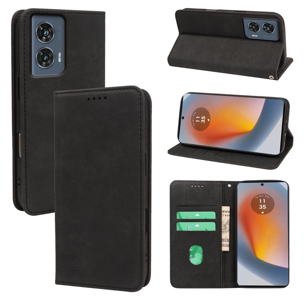 Für Motorola Edge 50 Fusion 5G Hülle Stark Magnetische Leder Brieftasche Handyhülle mit Gestreifter Textur