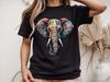Colorful Elephant Head T-Shirt | Vibrant Tribal Elephant Art, Wildlife Tee