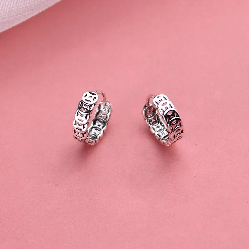 Vintage Heavy Industry Coin Earrings Copper Vein Circle Design Niche Personalized Women's Fashion Temperament Ear Jewelry