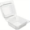 100pcs 5 X 5 Inch Clear Plastic Hinged Take Out Containers Clamshell Takeout Tray Food Clamshell Containers for Dessert, Cakes, Cookies, Salads, Pasta