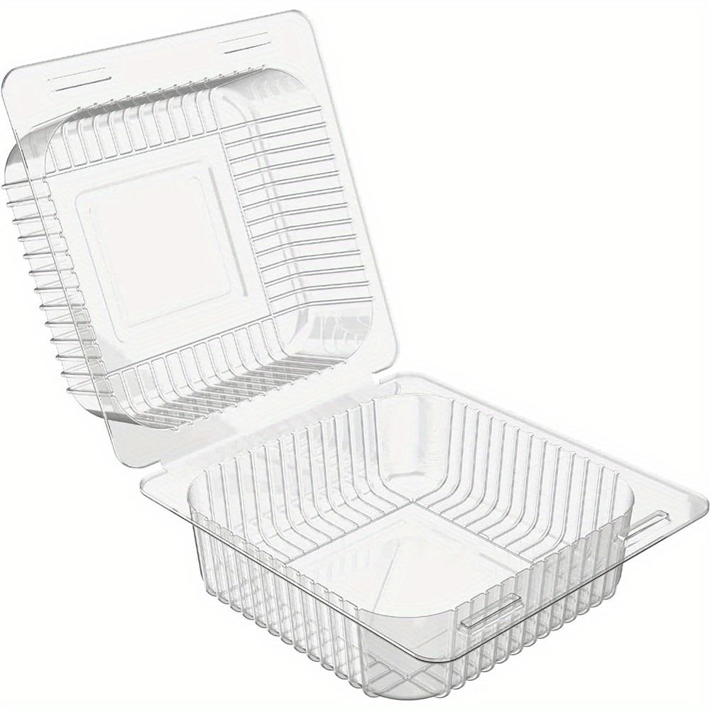 100pcs 5 X 5 Inch Clear Plastic Hinged Take Out Containers Clamshell Takeout Tray Food Clamshell Containers for Dessert, Cakes, Cookies, Salads, Pasta