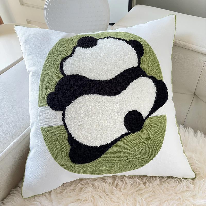 

Подушка в стиле Инс с милой вышивкой панды, современная простая мультяшная прикроватная подушка, наволочка для дивана в гостиную, для дома 45 * 45Cm (pillowcase)