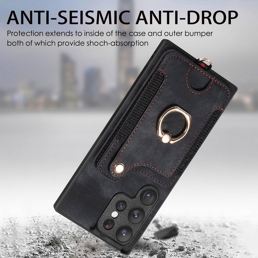 For Samsung Galaxy S23 Ultra PU Leather+PC+TPU RFID Blocking Case Card Slot Kickstand Phone Cover