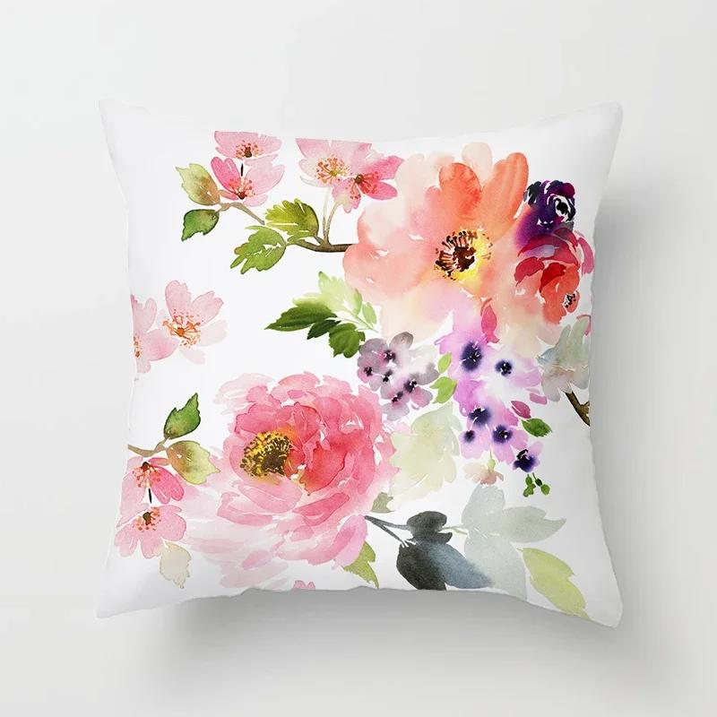 Model de flori Artă decorativă Husă de pernă Față de pernă Poliester 45*45 Perne Decorat Home Decor Față de pernă