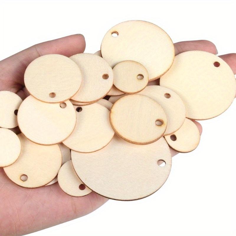 300Pcs 3/4/5cm Round Pack Wooden 2cm 3cm 4cm 5cm Circles Natural Discs Blank Signs Crafts Wedding Party Gift Label Hang Tag Cards