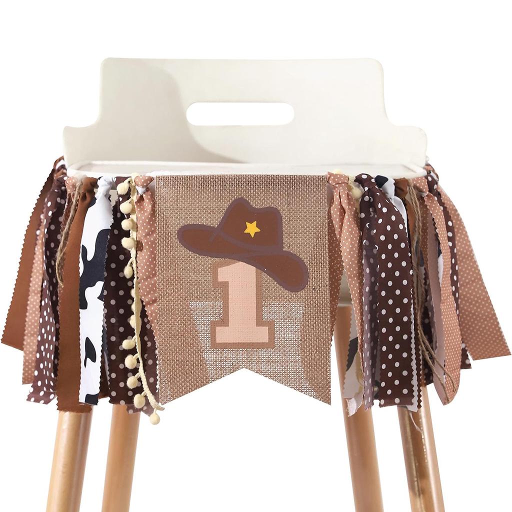 Cowboy 1st Birthday Decorations  1st Birthday Party Hat First Birthday High Chair Banner 1st Birthday Cake Topper 1st Birthday D
