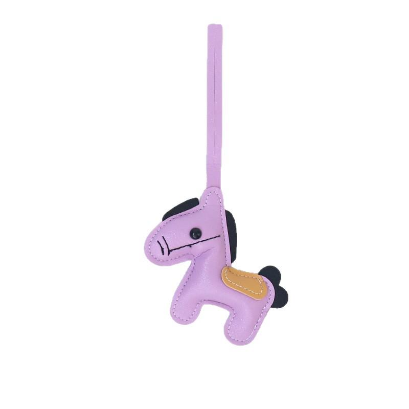 2026 Year of the Horse Cartoon Pony Pendant Leather Keychain Charms Black Pony Pendant