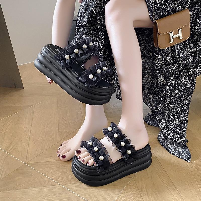 Fashion Summer Women Slippers New 2024 Thick Sole Dad Shoes Casual High Platform Slides Leisure Outside Flip-Flops Sneakers Woman 7.5CM