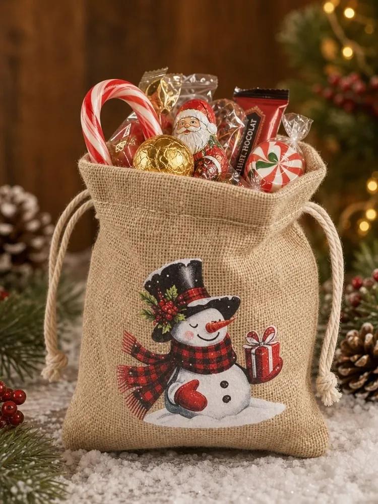 Fabric bags for storage, for Christmas gifts, linen gift bags 15 * 10 cm, 12 pcs.