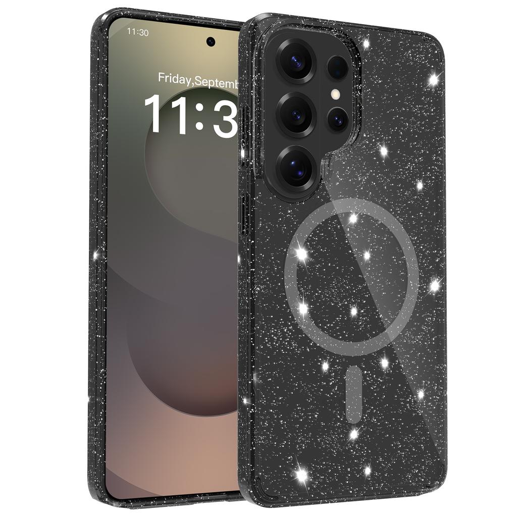 For Samsung Galaxy S26 Ultra Magnetic Case Glitter Design TPU PC PET Drop Proof Phone Cover