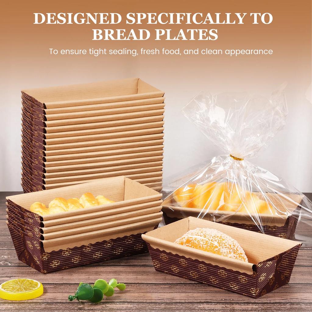 25Pcs Baking Pans Paper Pan Loaf Bread Molds isposable Paper Rectangle Baking Tray for Bread Cake Display DIY Pastry Accessories