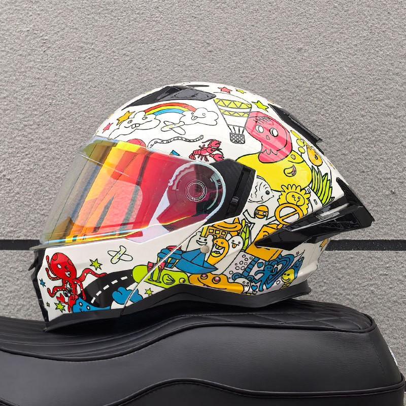 DOT ECE Certified Full Face Motorcycle Helmet Men Women ABS Shell Flip-Up Visor All-Season Use