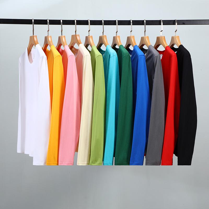 Men's Heavyweight 220g Cotton Long Sleeve Crew Neck T-Shirt, Available In 24 Solid Colors
