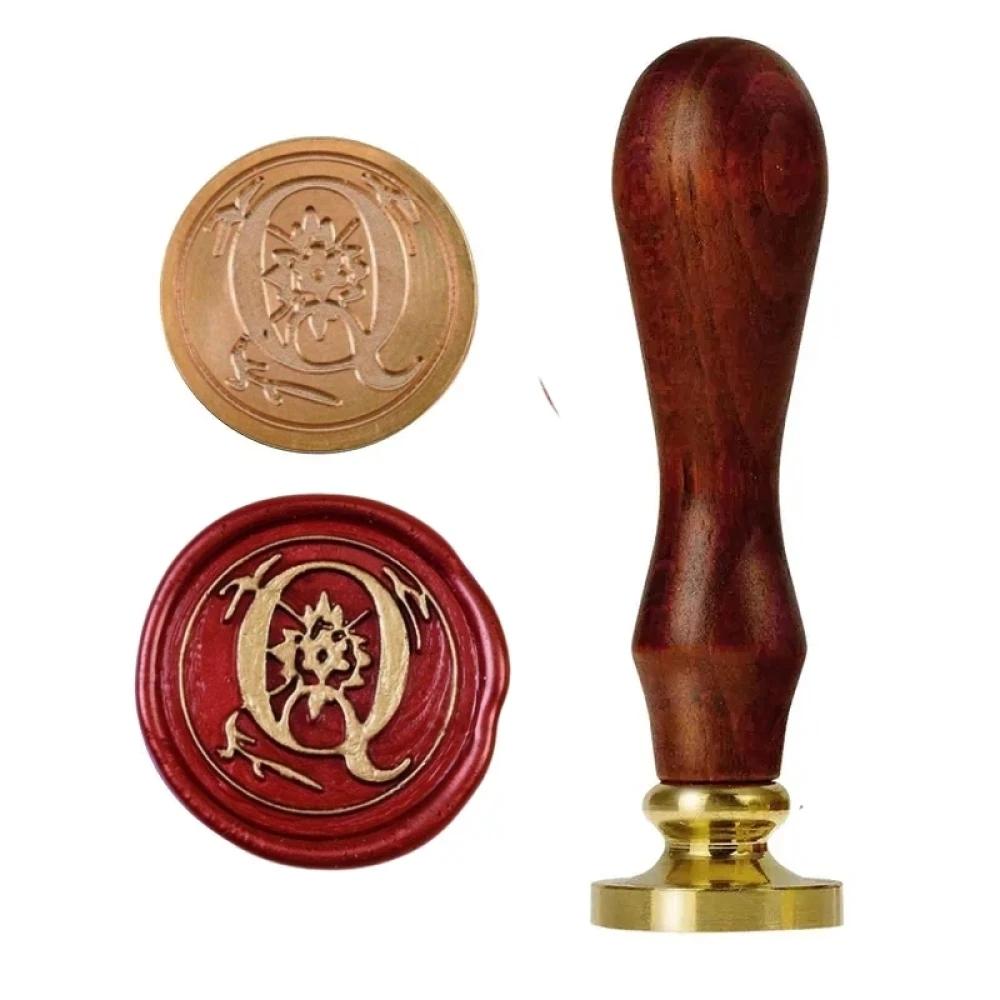 1set 26 Letter A-Z Wax Seal Stamp with Wooden Handle, Wax Seal Paint Copper Head for Envelope Gift Invitation Card Sticker