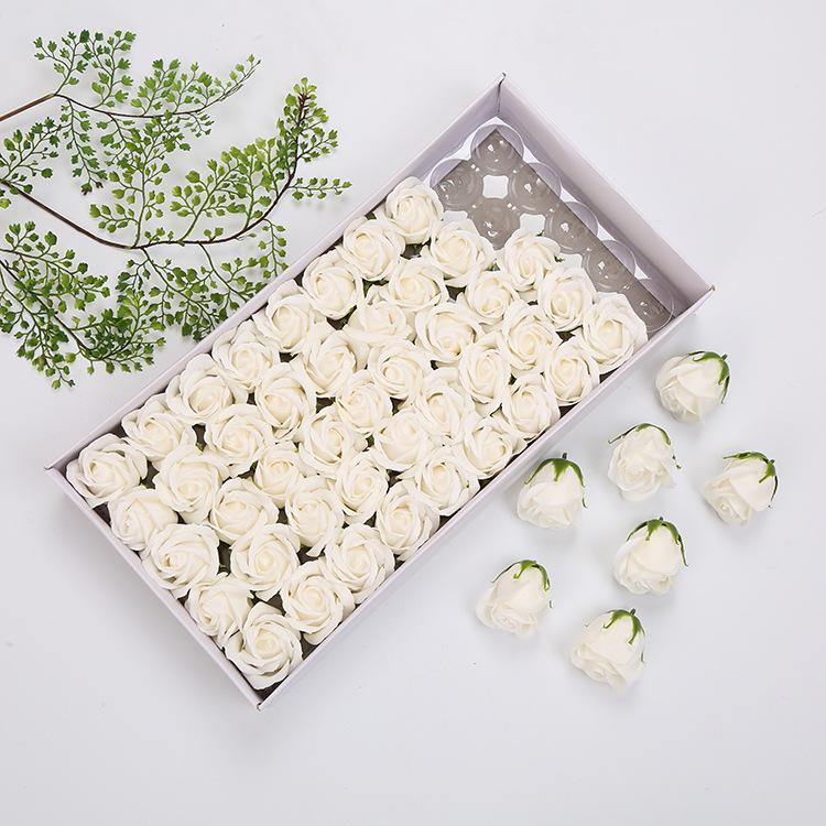 50 шт./коробка Мыльные Розы Романтический Свадебный Подарок на День Святого Валентина Свадебное Украшение для Дома Держатель Цветов Цветочный Декор для Вечеринки белый