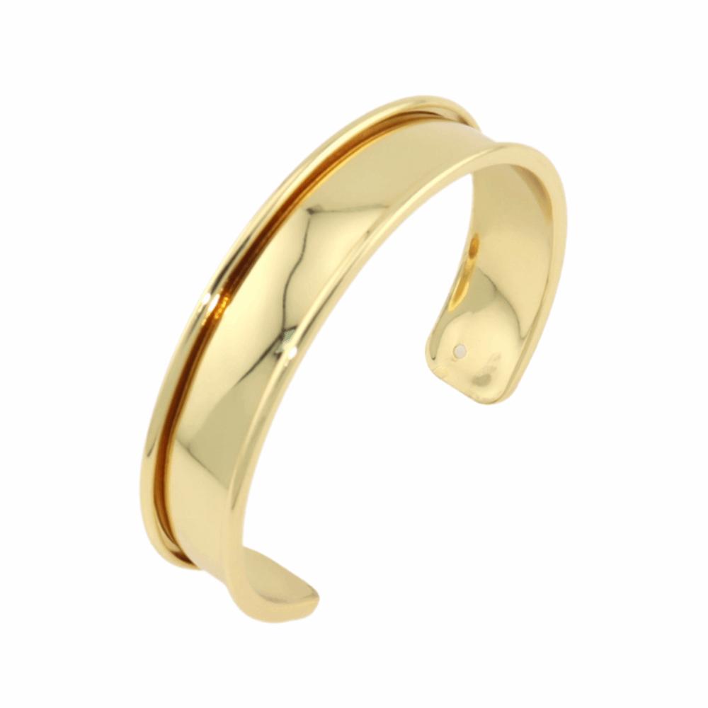 18K Genuine Gold Wide Open Bangle Pure Copper Simple Bracelet Base for Women