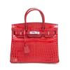 Fashion Genuine Leather Handbag Glossy Crocodile Shoulder Crossbody Bag