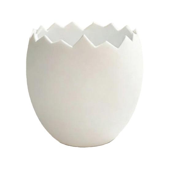 3D Printed Cracked Planter Egg Shape Flowerpot Creative Eggshell Pen Holder Storage белый