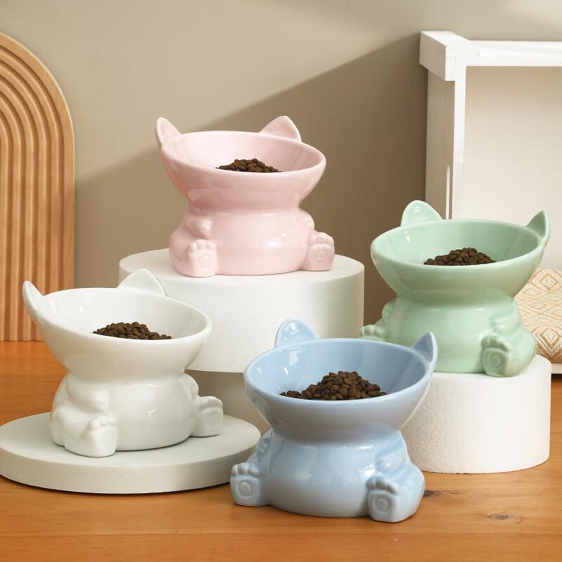 Japanese Style Ceramic Anti-Tip Double Pet Food Bowl